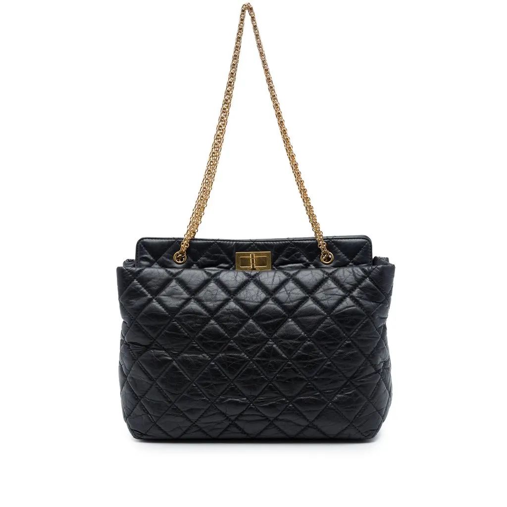 Chanel Quilted Aged Calfskin Reissue 2.55 Tote Black Leather Very good - Front View