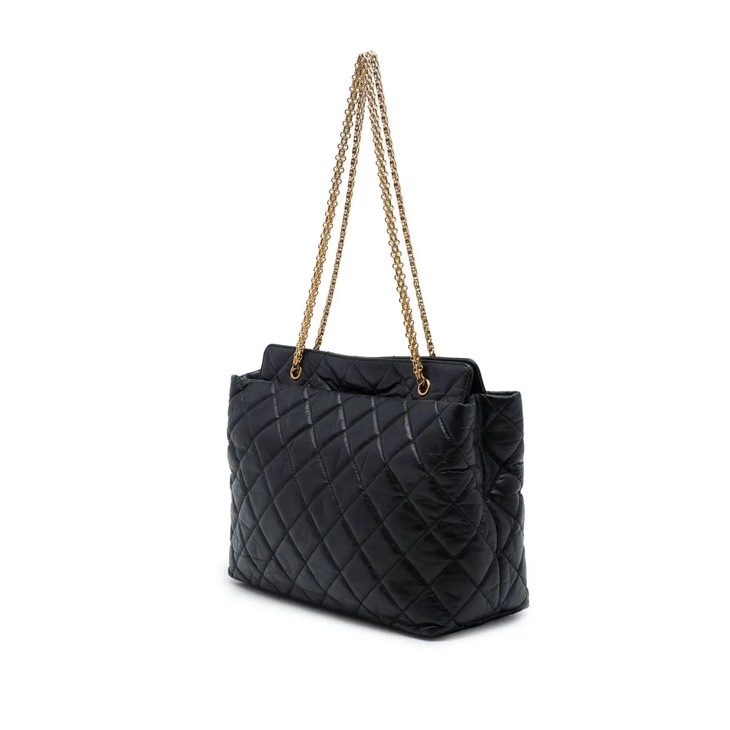 Chanel Quilted Aged Calfskin Reissue 2.55 Tote Black Leather Very good - Back View