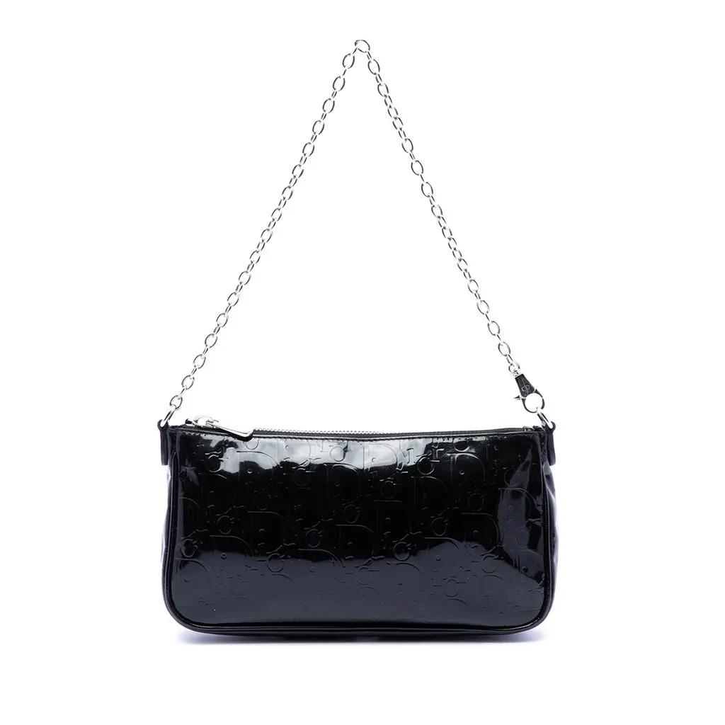 Dior Diorissimo Patent Shoulder Bag Black Leather Very good - Front View