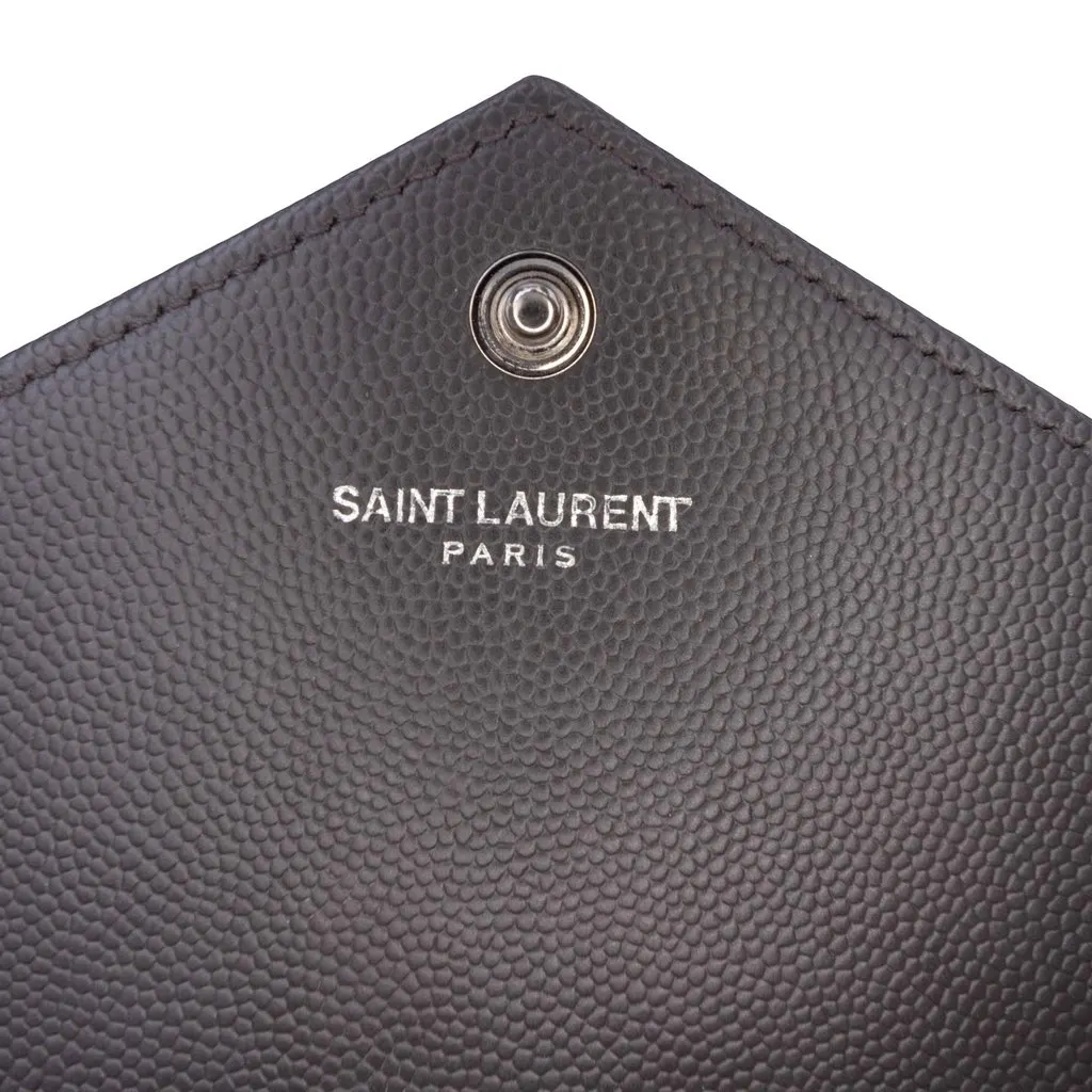 Saint Laurent Grain De Poudre Chevron Cassandre Envelope Chain Wallet MultiColor Leather Very good - Box View