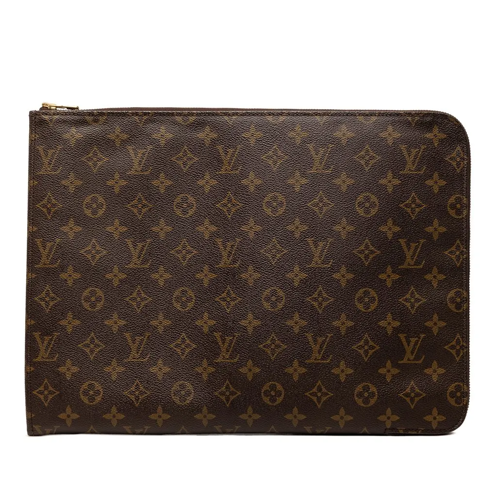 Louis Vuitton Monogram Poche Documents Portfolio Brown Good - Front View