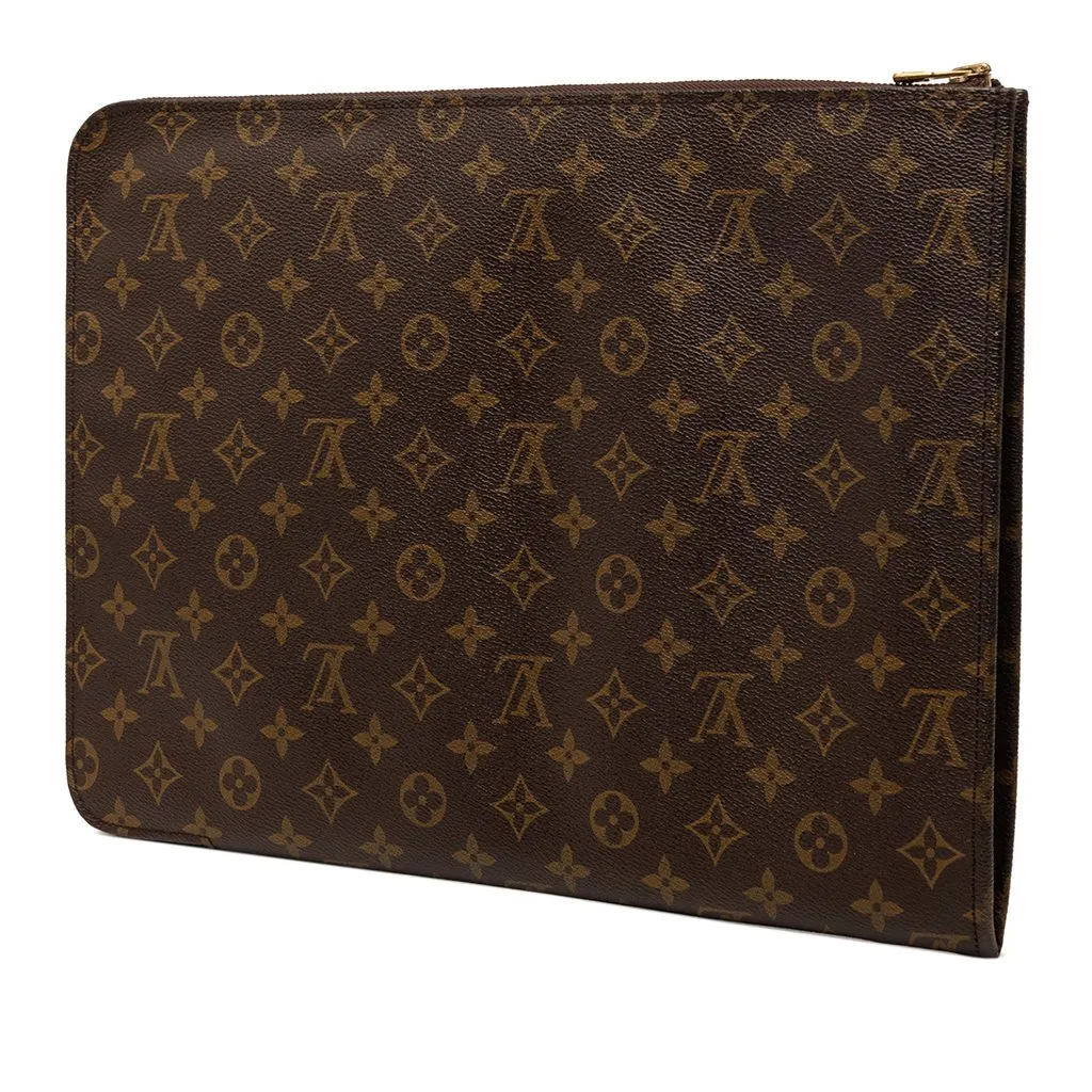 Louis Vuitton Monogram Poche Documents Portfolio Brown Good - Back View