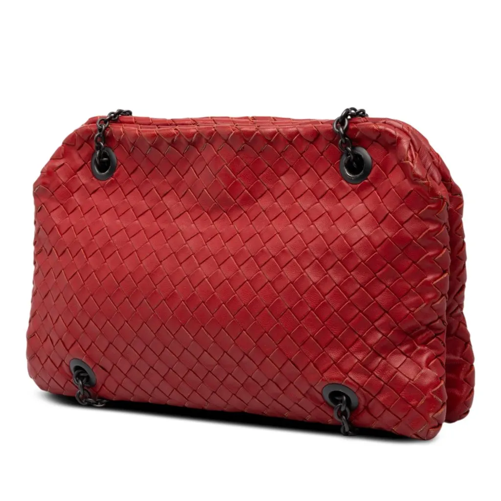 Bottega Veneta Nappa Intrecciato Duo Shoulder Bag Red Leather Good - Back View