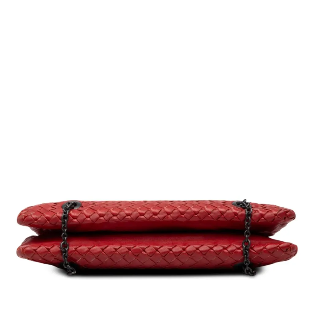Bottega Veneta Nappa Intrecciato Duo Shoulder Bag Red Leather Good - Inside View