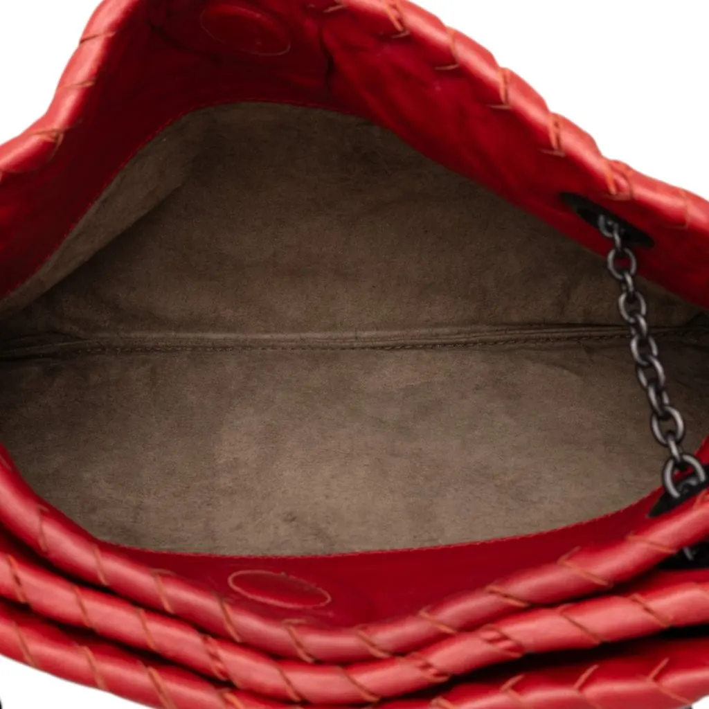 Bottega Veneta Nappa Intrecciato Duo Shoulder Bag Red Leather Good - Model View