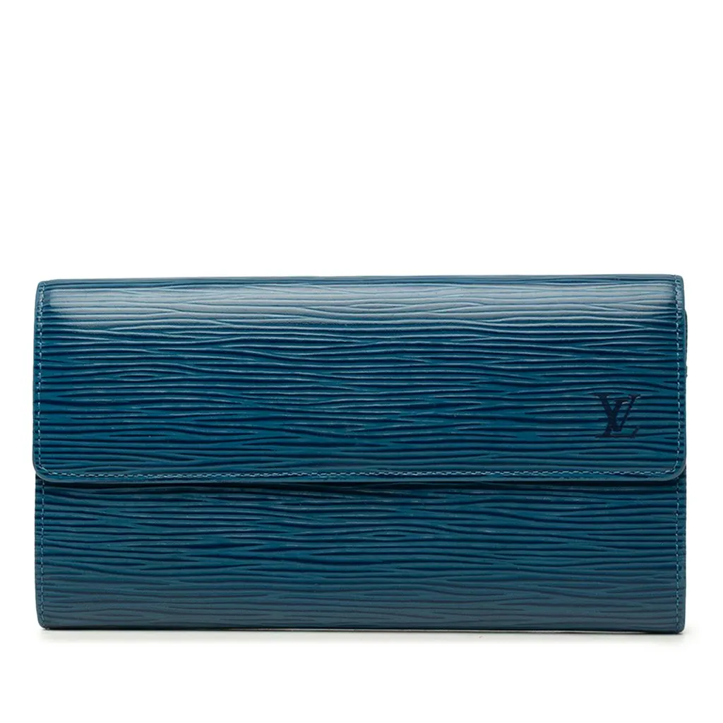 Louis Vuitton Epi Sarah Long Wallet Blue Leather Very good - Front View