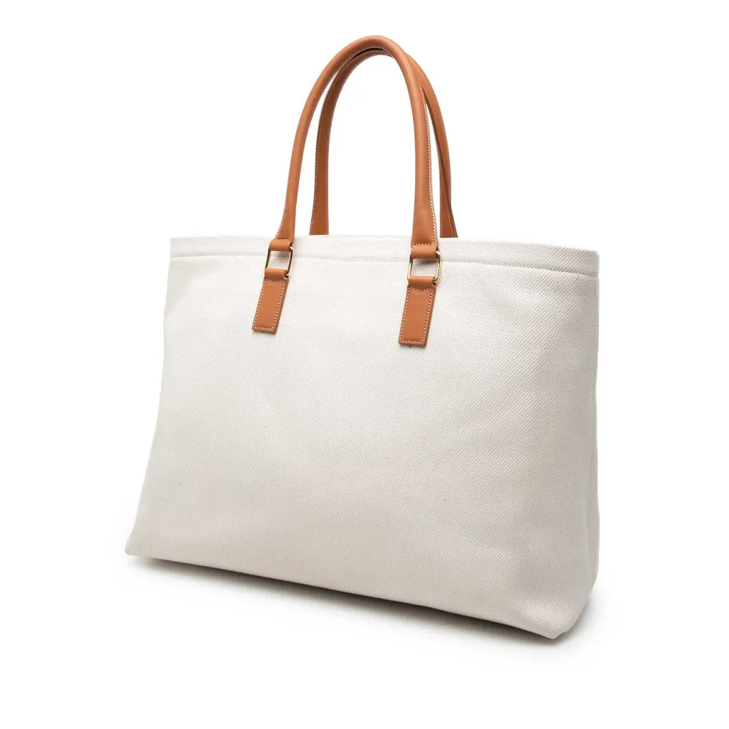 Celine Small Canvas Logo Print Horizontal Cabas Tote Brown Very good - Back View