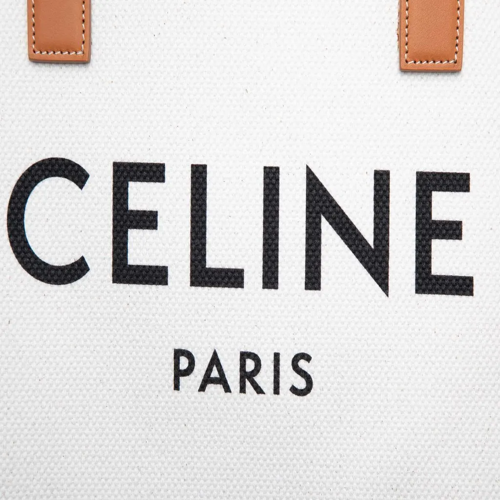 Celine Small Canvas Logo Print Horizontal Cabas Tote Brown Very good - Box View