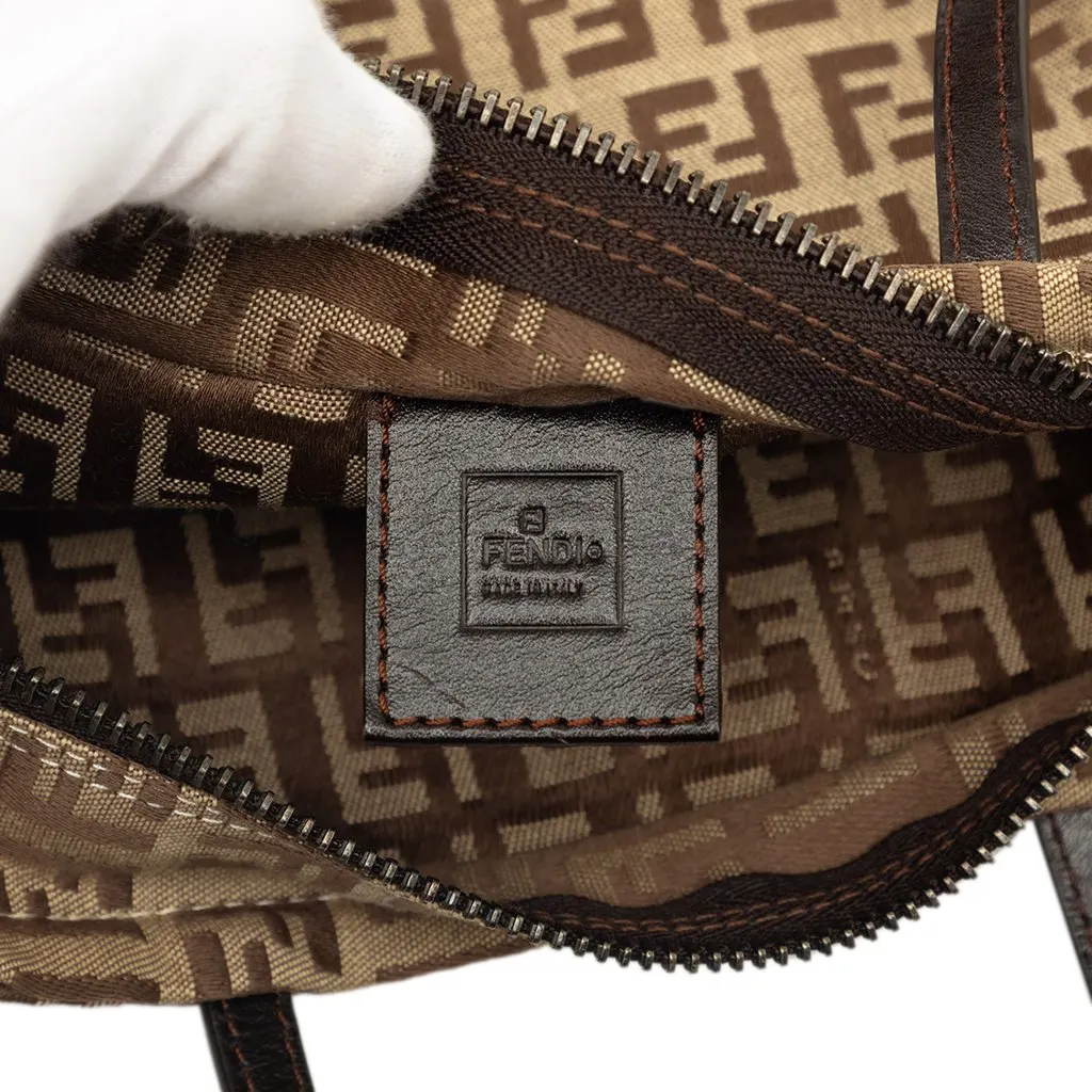 Fendi Mini Zucchino Canvas Handbag Beige Good - Box View