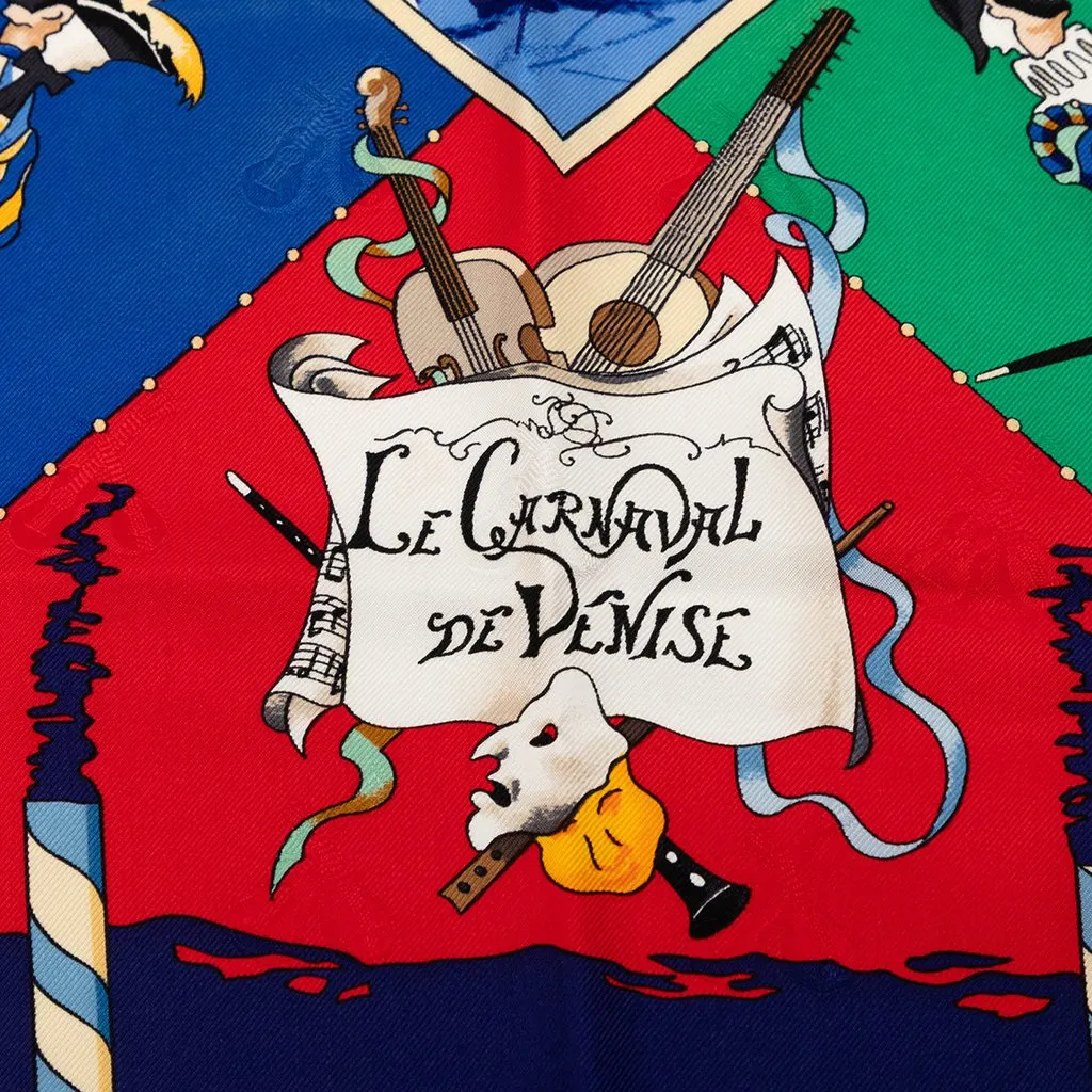 Hermès Le Carnaval de Venise Silk Scarf 90 Blue Very good - Model View