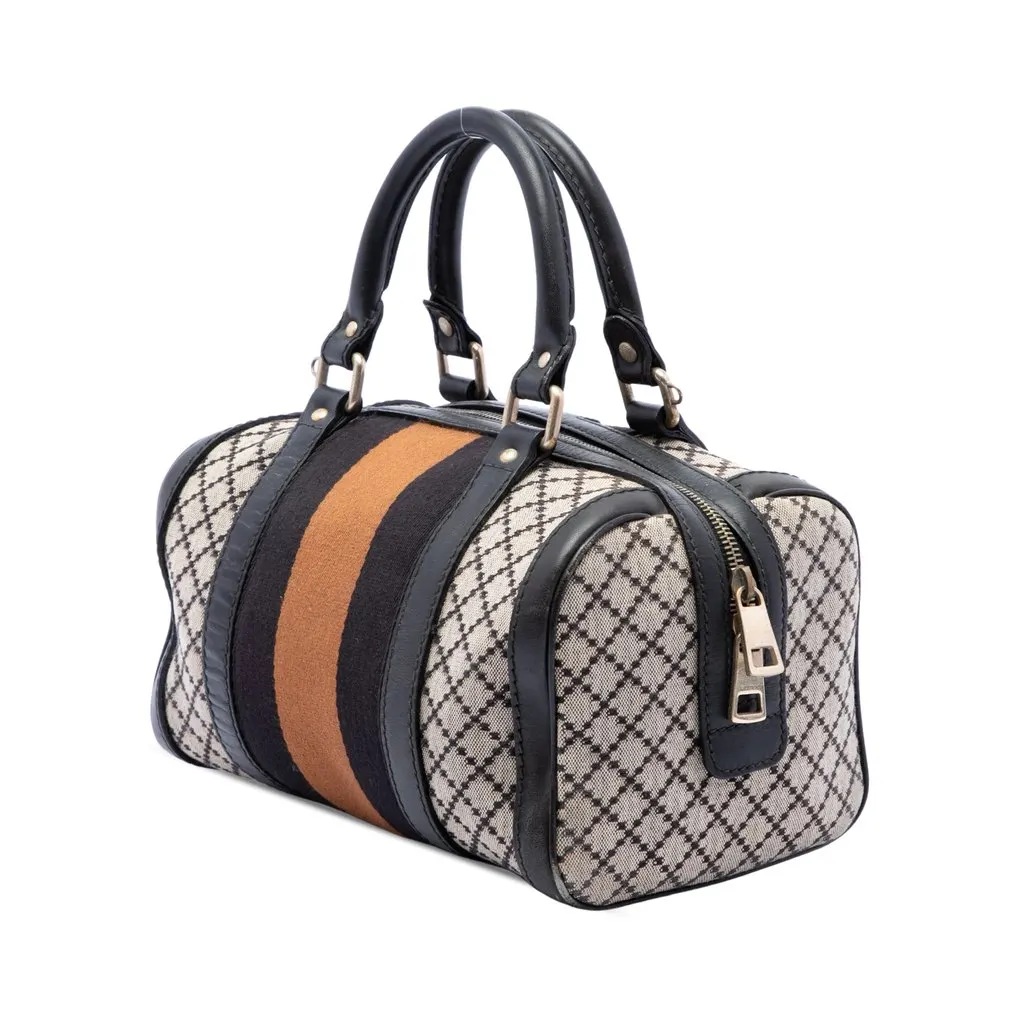 Gucci Small Diamante Canvas Web Joy Boston Bag Beige Very good - Back View