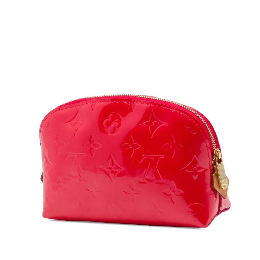 Louis Vuitton Monogram Vernis Cosmetic Pouch Red Leather Very good - Back View