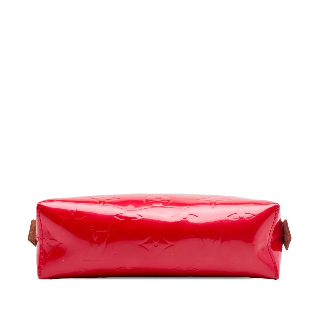 Louis Vuitton Monogram Vernis Cosmetic Pouch Red Leather Very good - Inside View