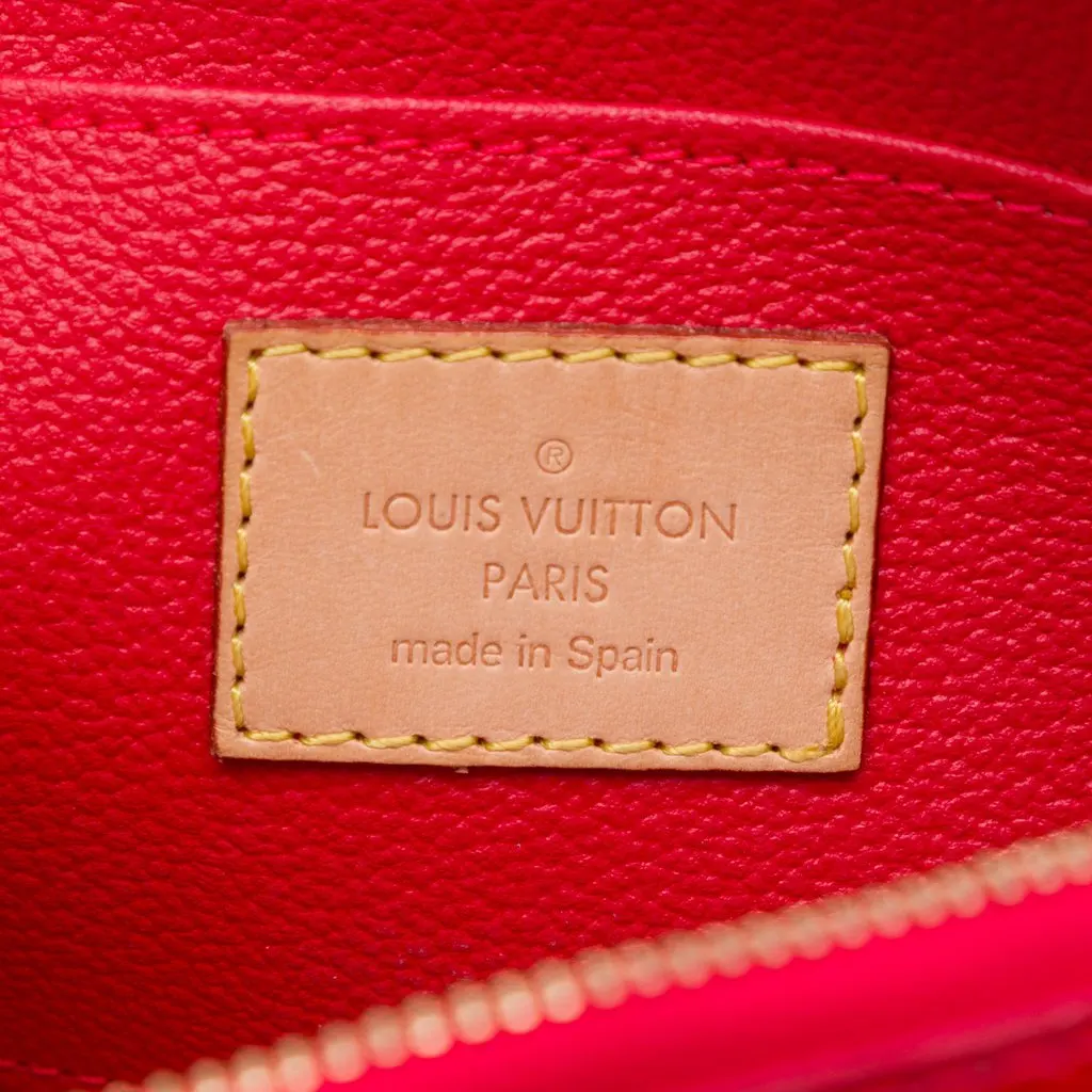 Louis Vuitton Monogram Vernis Cosmetic Pouch Red Leather Very good - Box View