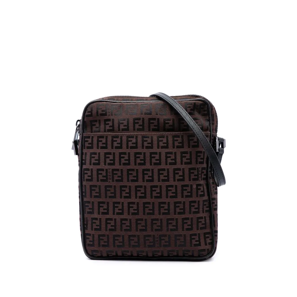 Fendi Zucchino Canvas Crossbody Brown Canvas Very good - Front View