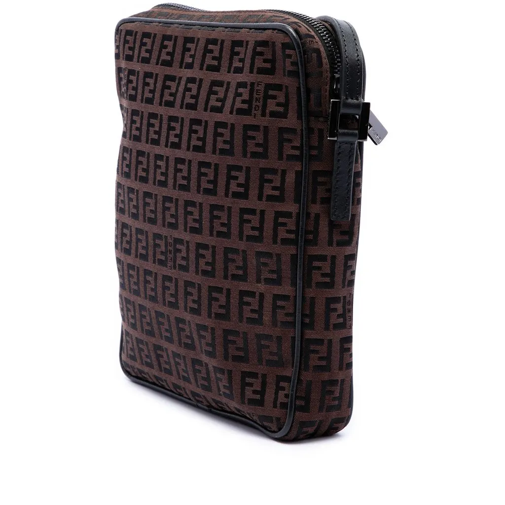 Fendi Zucchino Canvas Crossbody Brown Canvas Very good - Back View