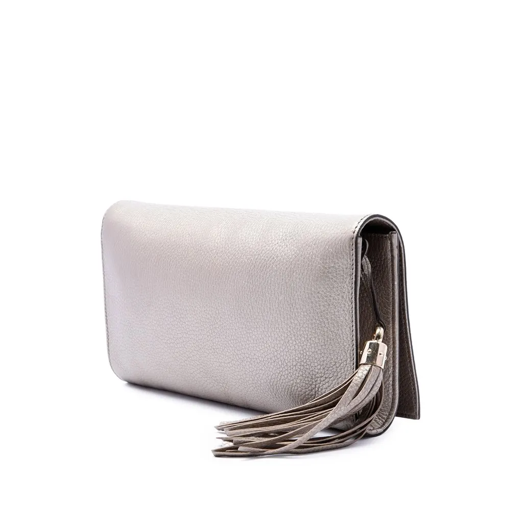 Gucci Metallic Calfskin Soho Disco Clutch Gold Leather Very good - Back View
