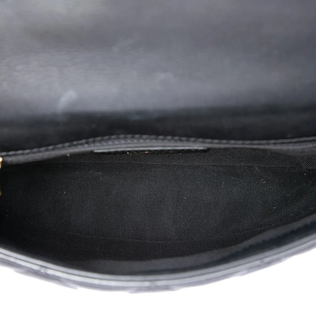 Chanel Quilted Calfskin Carry With Chic Flap Belt Bag with Chain Black Leather Very good - Model View