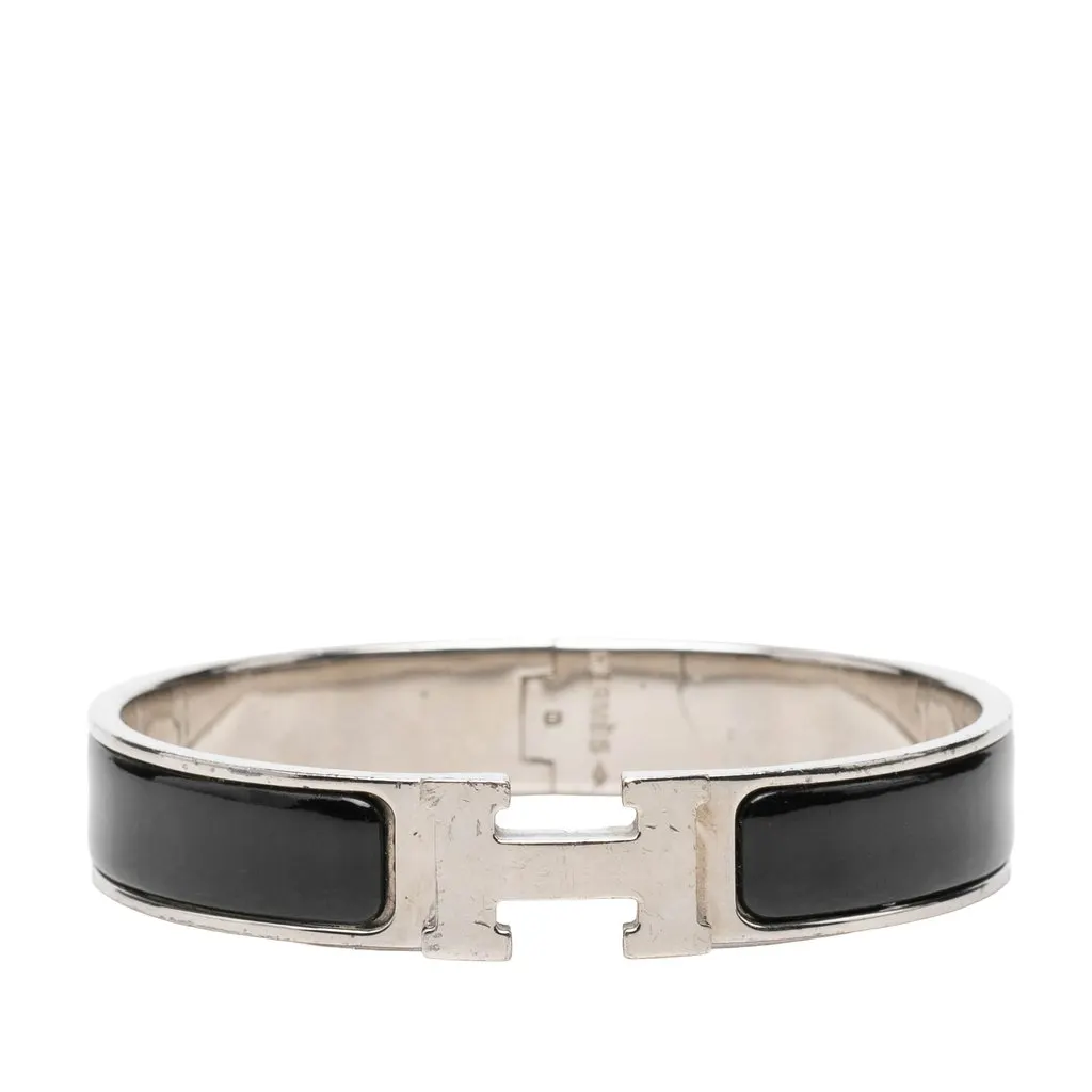 Hermès Narrow Enamel Clic H Bracelet PM Black Enamel Very good - Front View