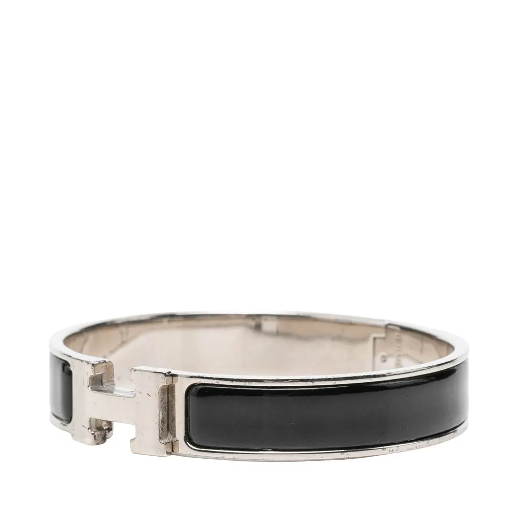 Hermès Narrow Enamel Clic H Bracelet PM Black Enamel Very good - Back View