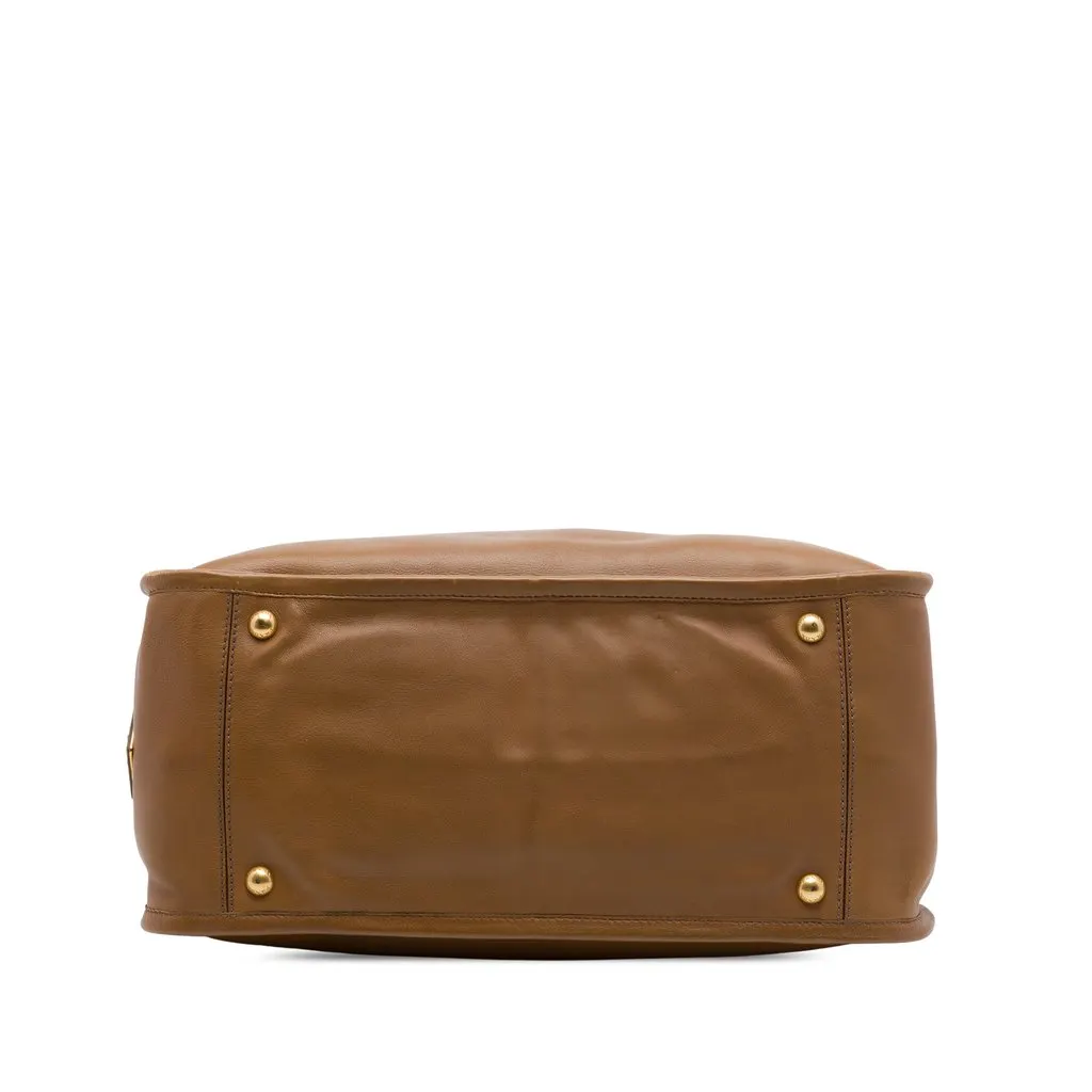 Prada City Calf Frame Top Handle Tote Brown Leather Very good - Inside View