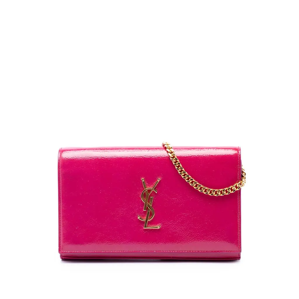 Saint Laurent Patent Monogram Kate Wallet on Chain Pink Leather Very good - Front View