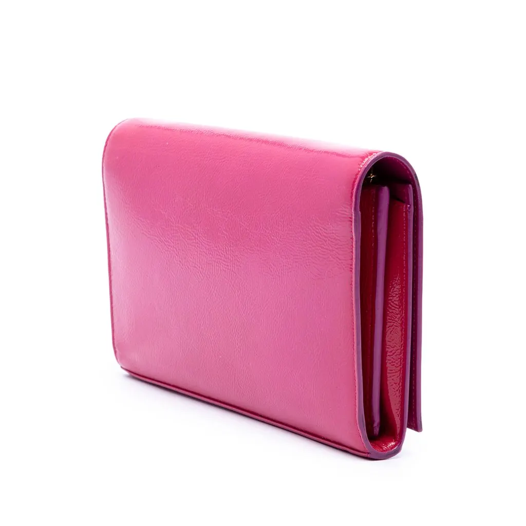 Saint Laurent Patent Monogram Kate Wallet on Chain Pink Leather Very good - Back View