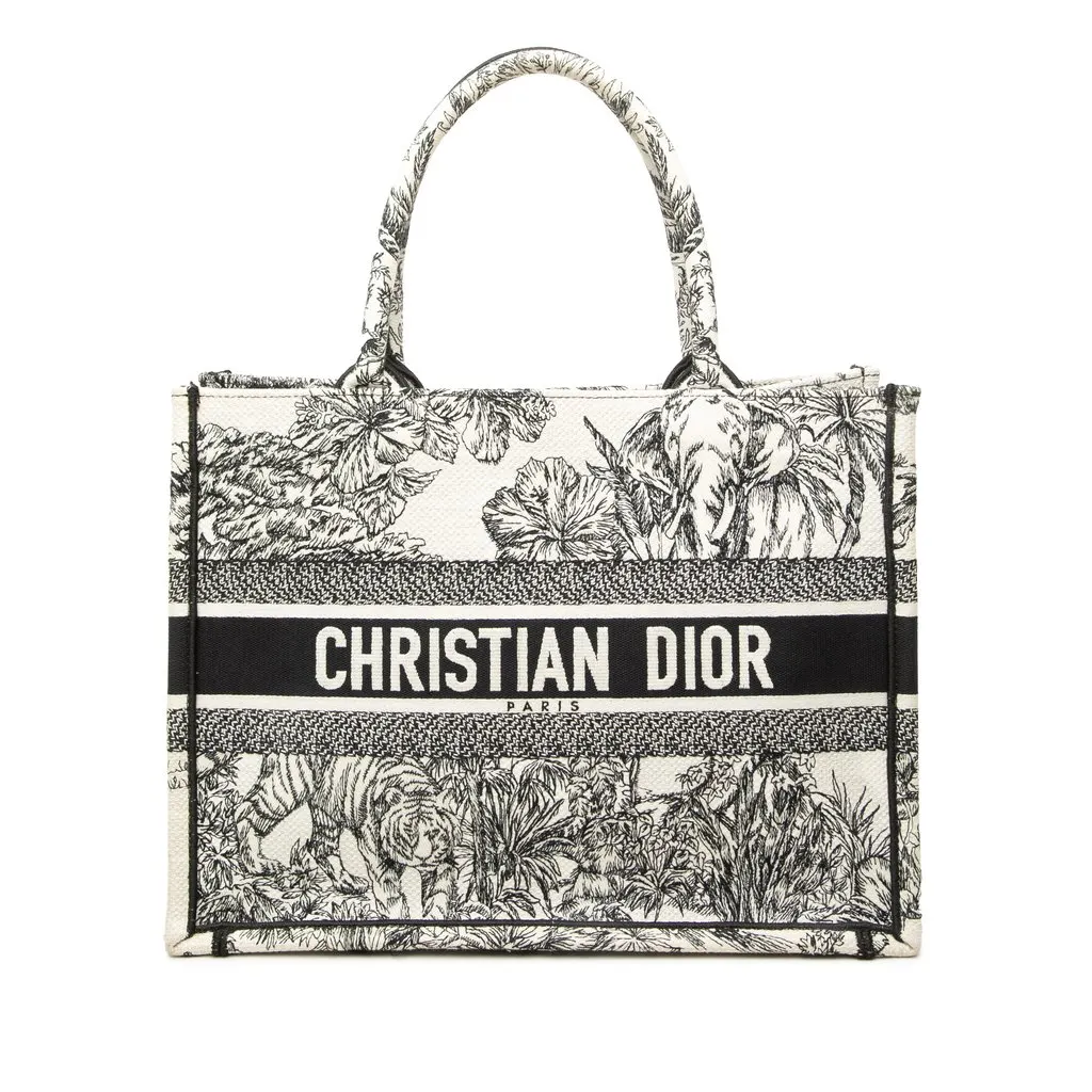 Dior Medium Embroidered Canvas Toile De Jouy Book Tote