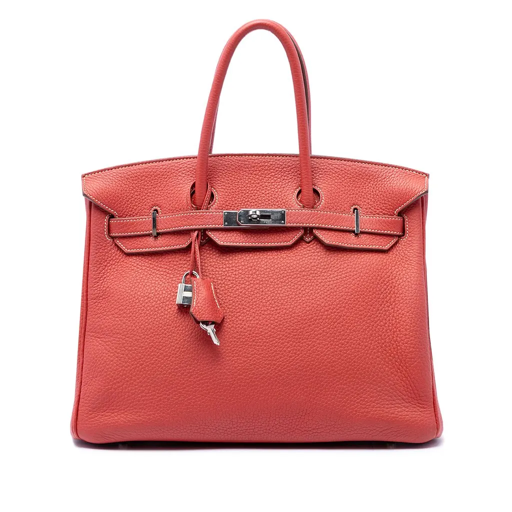 Hermès Clemence Birkin Retourne 35 Red Leather Very good - Front View