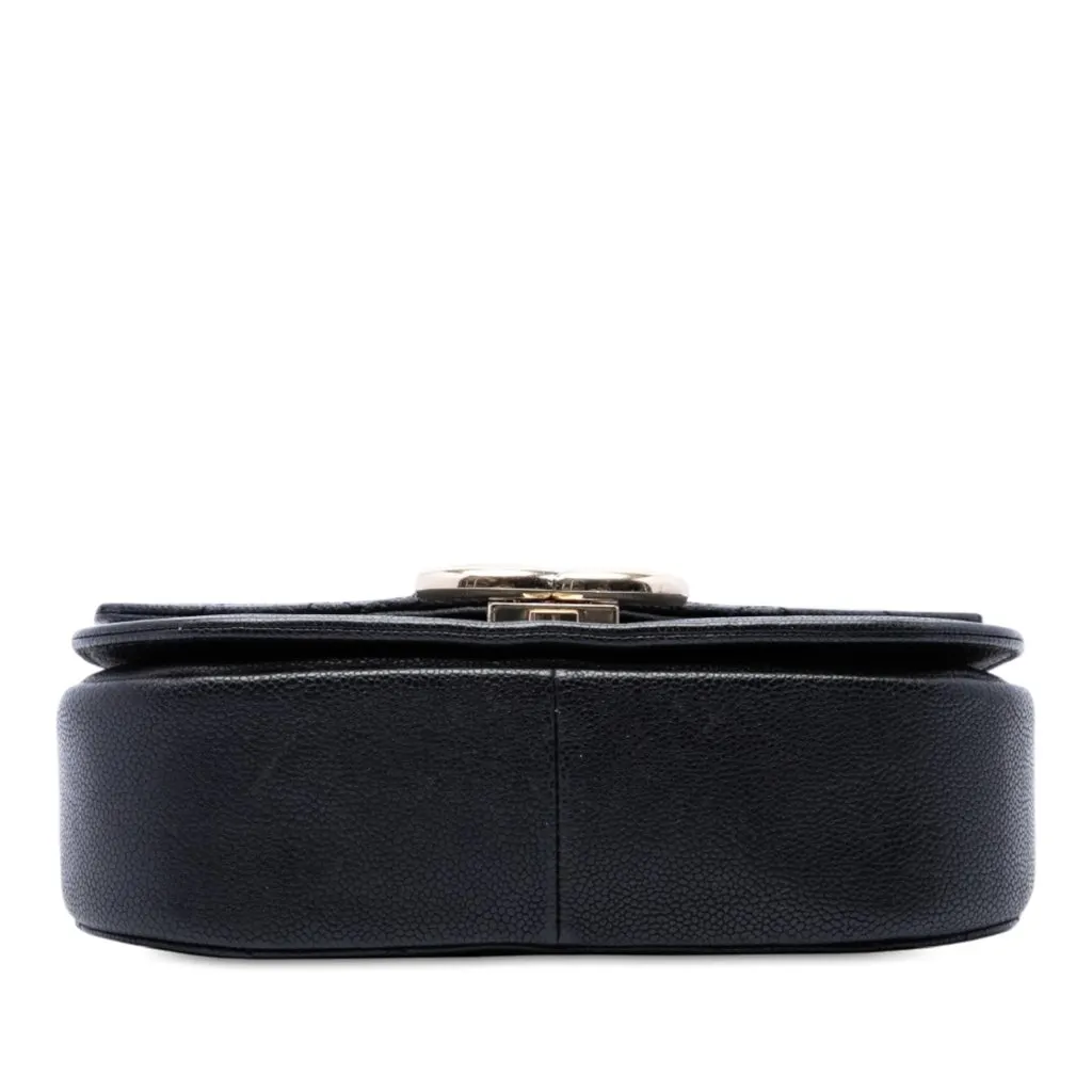 Chanel Paris Cuba Small Quilted Caviar Thread Around Flap Black Leather Very good - Inside View