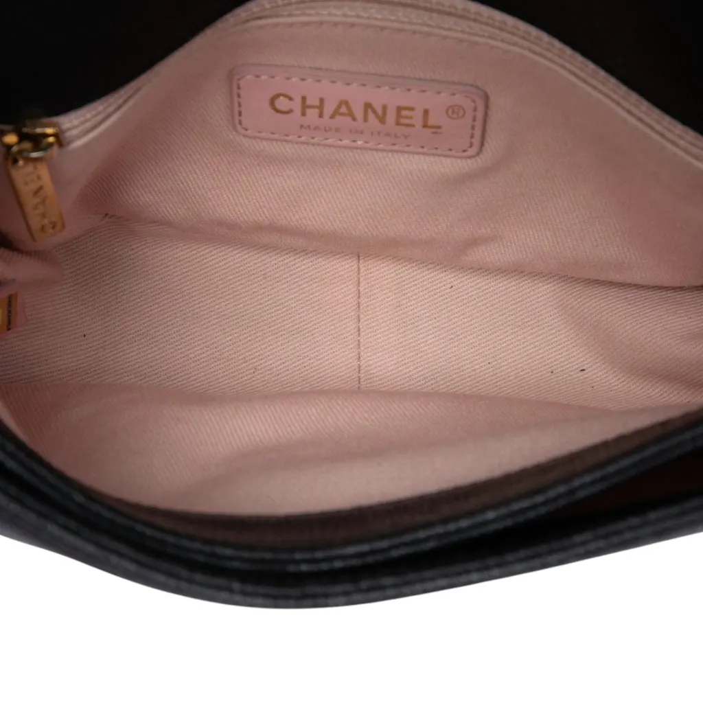 Chanel Paris Cuba Small Quilted Caviar Thread Around Flap Black Leather Very good - Model View