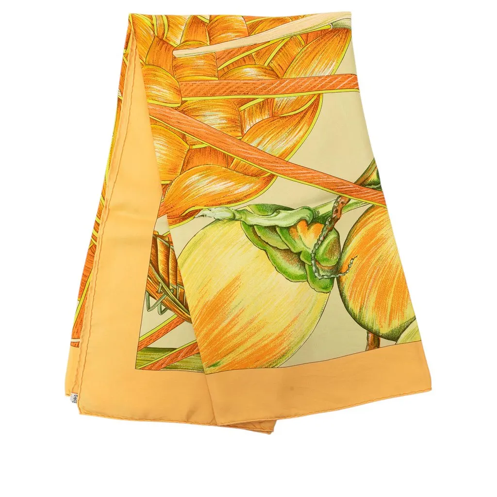 Hermès Jardin Creole Silk Scarf 90 Orange Silk Very good - Front View