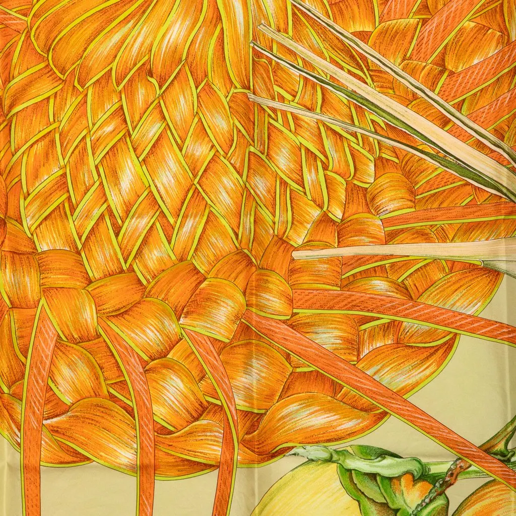 Hermès Jardin Creole Silk Scarf 90 Orange Silk Very good - Back View