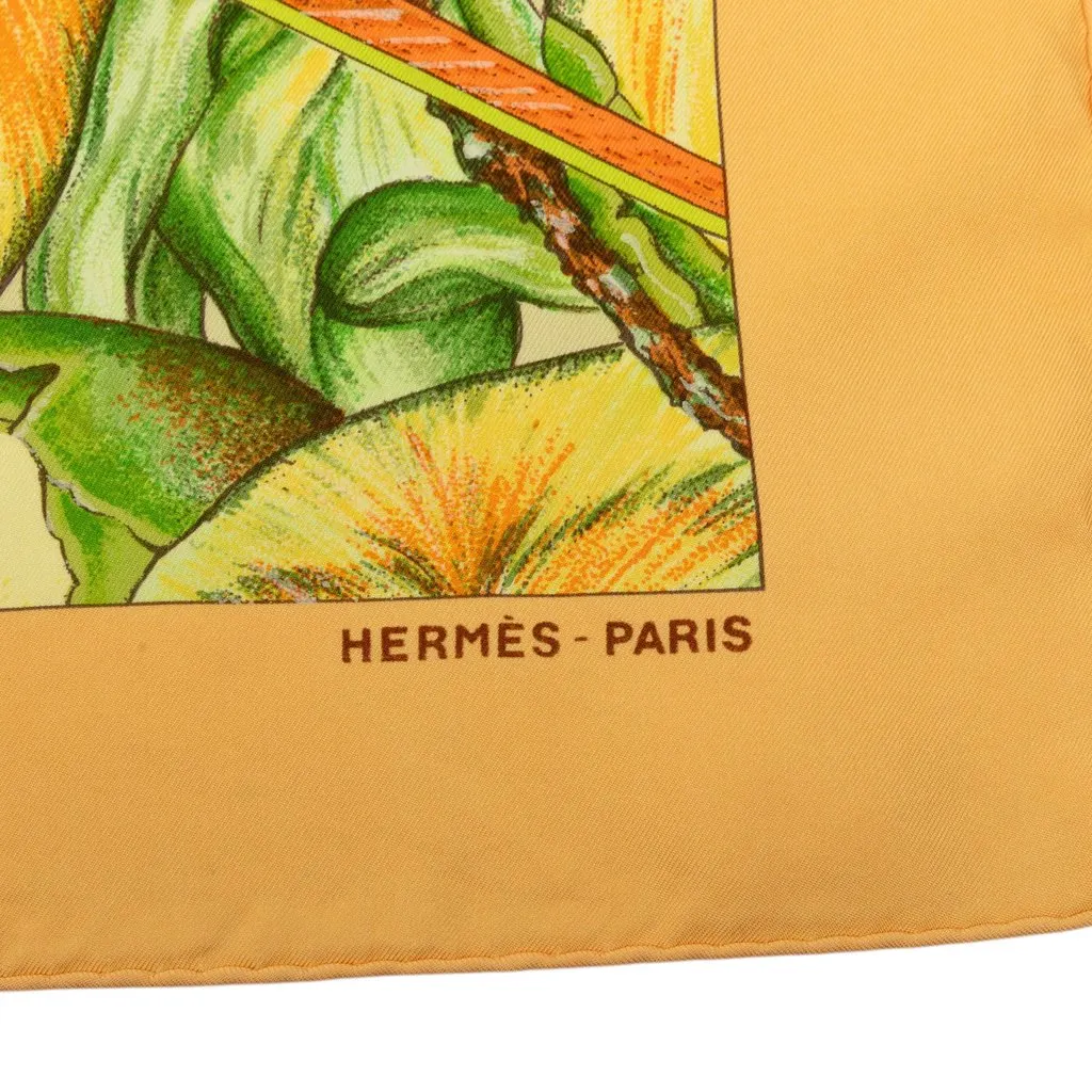 Hermès Jardin Creole Silk Scarf 90 Orange Silk Very good - Inside View