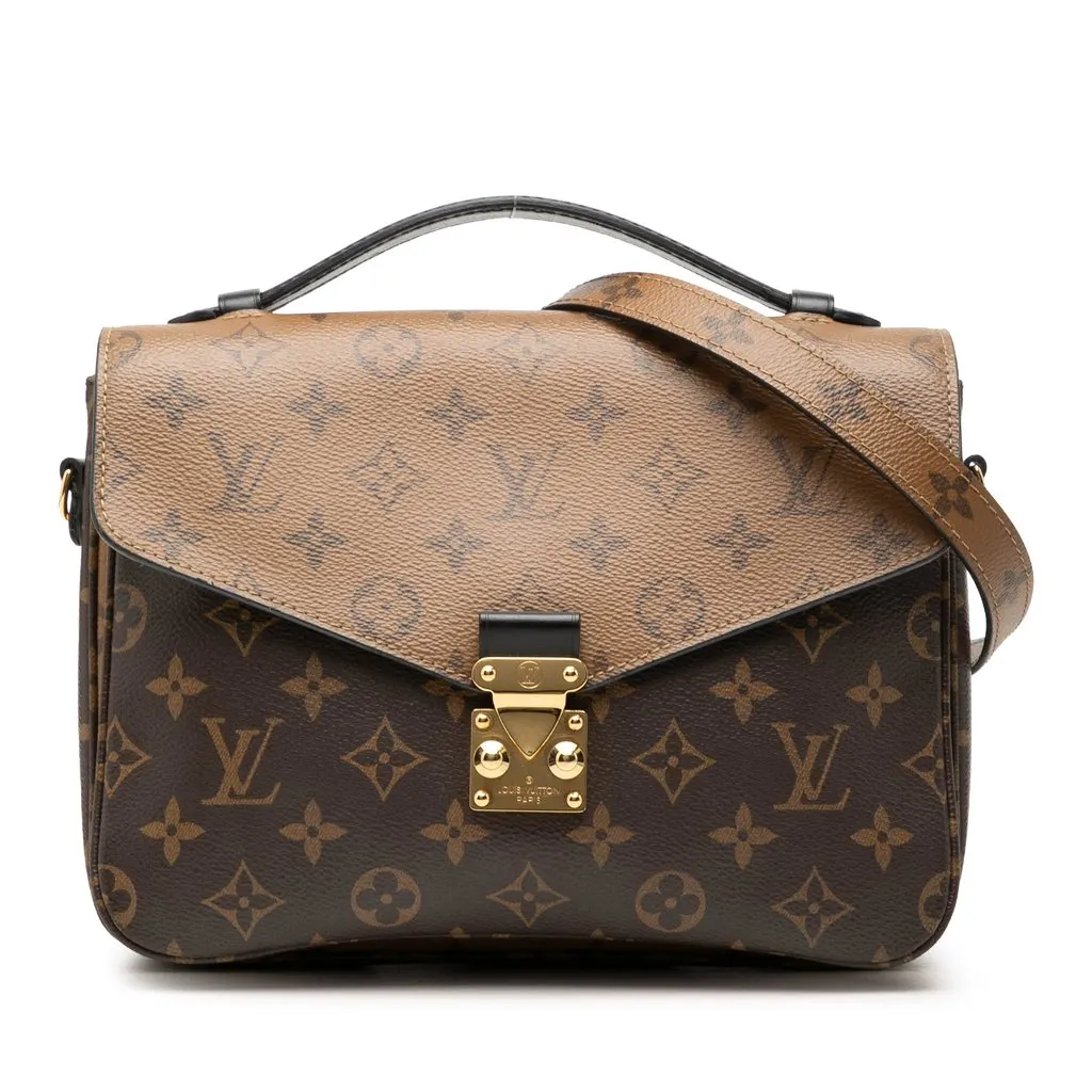 Louis Vuitton Monogram Reverse Pochette Metis Brown Canvas Good - Front View