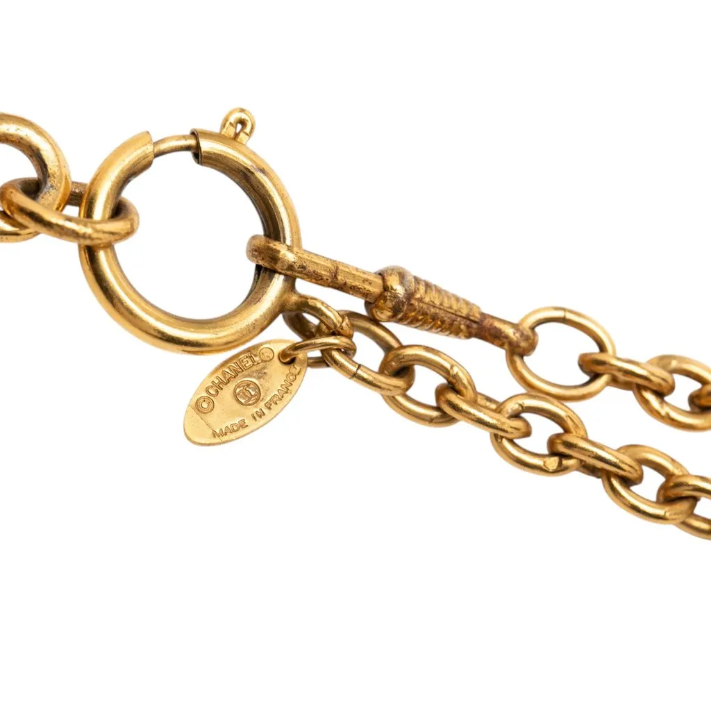 Chanel Gold Plated Medallion Coat of Arms Sunburst Pendant Necklace Gold Metal Very good - Box View