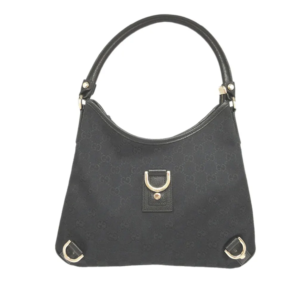 Gucci GG Canvas Abbey D Ring Shoulder Bag Black Very good - Front View