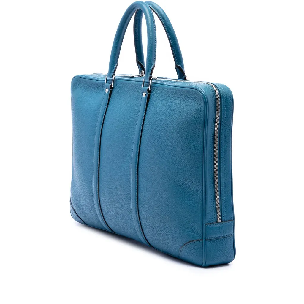 Louis Vuitton Taurillon Porte Documents Voyage Blue Leather Very good - Back View