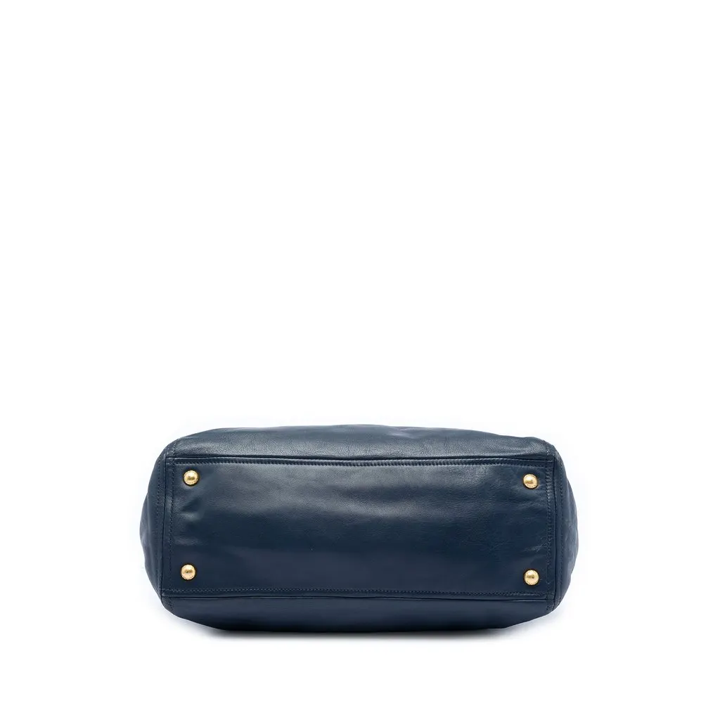 Prada Soft Calf Double Zip Convertible Tote Blue Leather Very good - Inside View