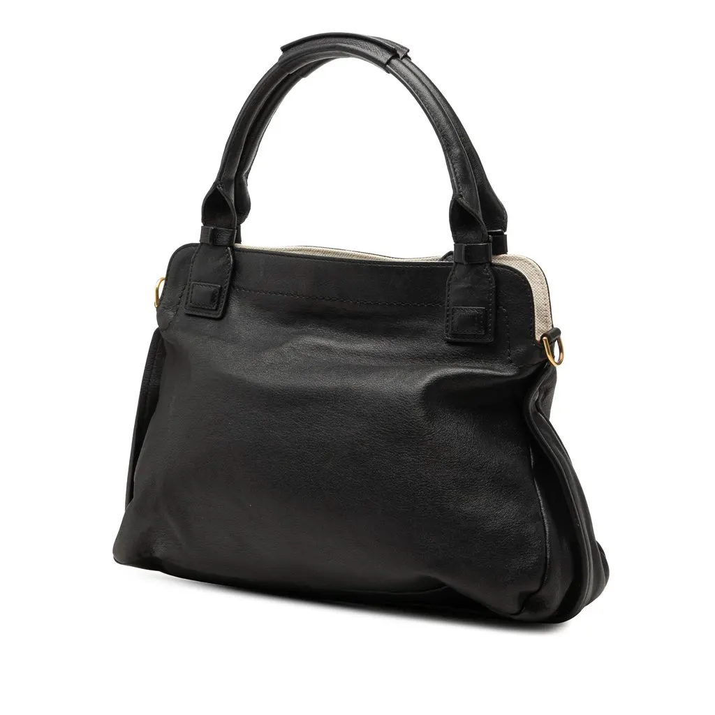 Chloé Grained Calfskin Margaret Satchel Black Leather Good - Back View