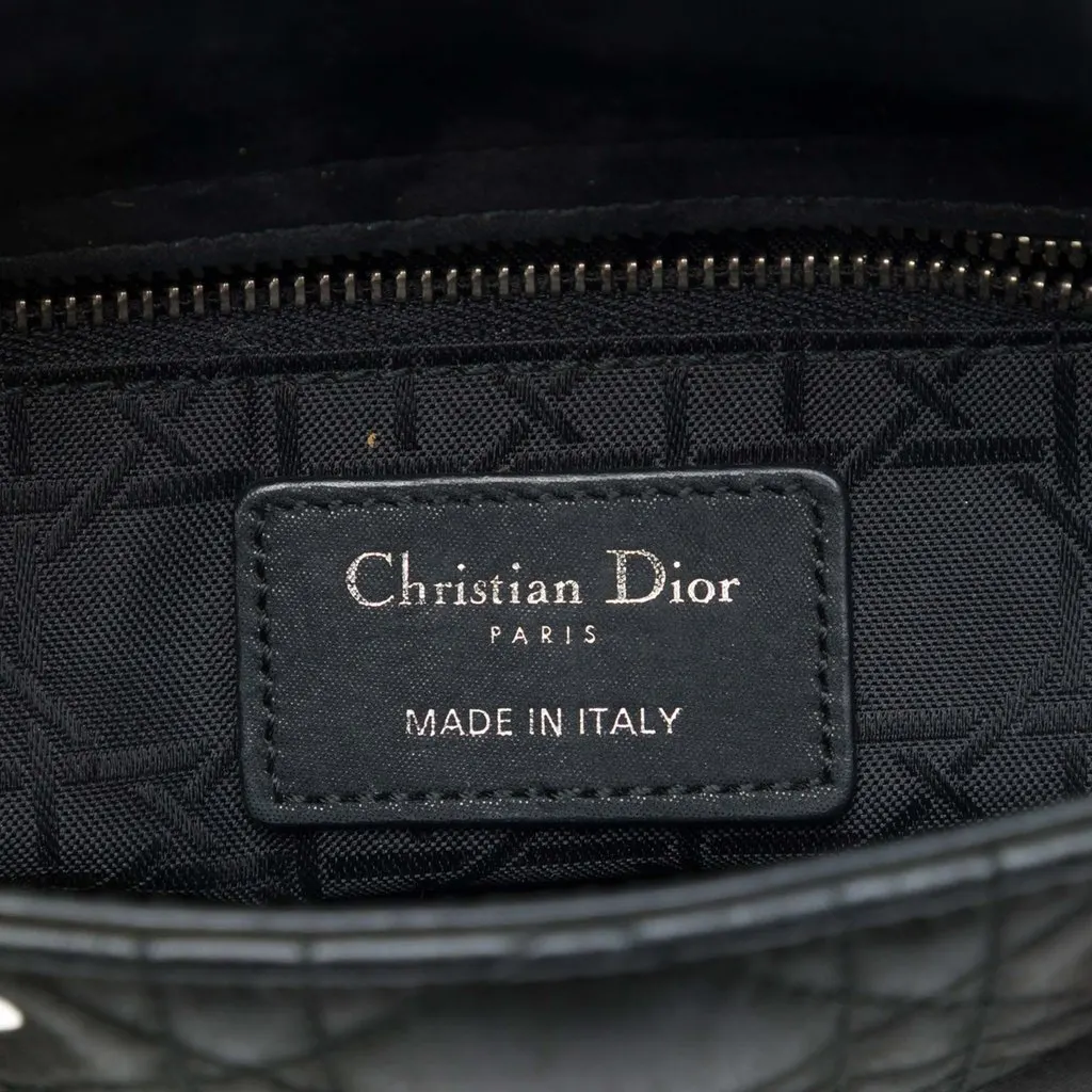 Dior Mini Iridescent Lambskin Cannage Lady Dior Black Leather Very good - Box View