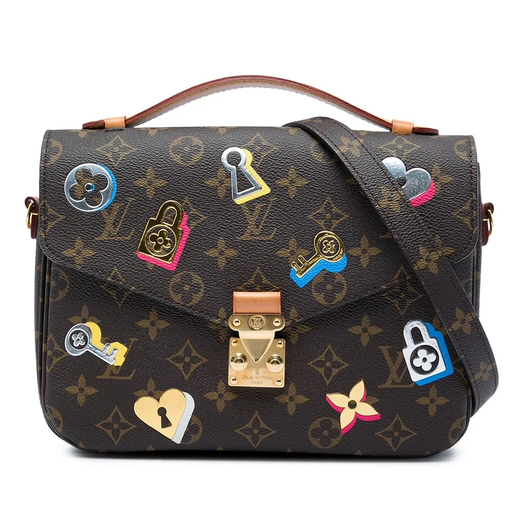 Louis Vuitton Monogram Love Lock Pochette Metis Brown Canvas Good - Front View