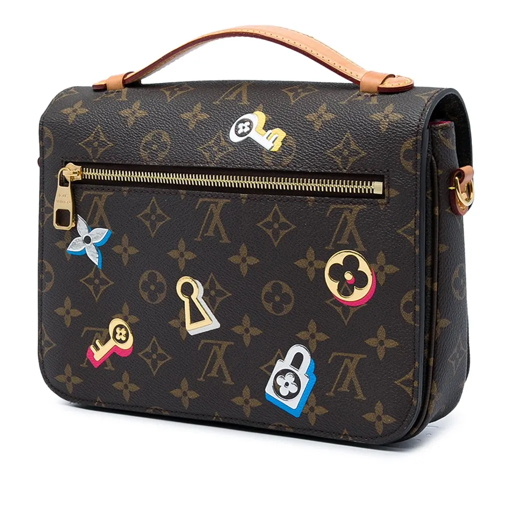 Louis Vuitton Monogram Love Lock Pochette Metis Brown Canvas Good - Back View