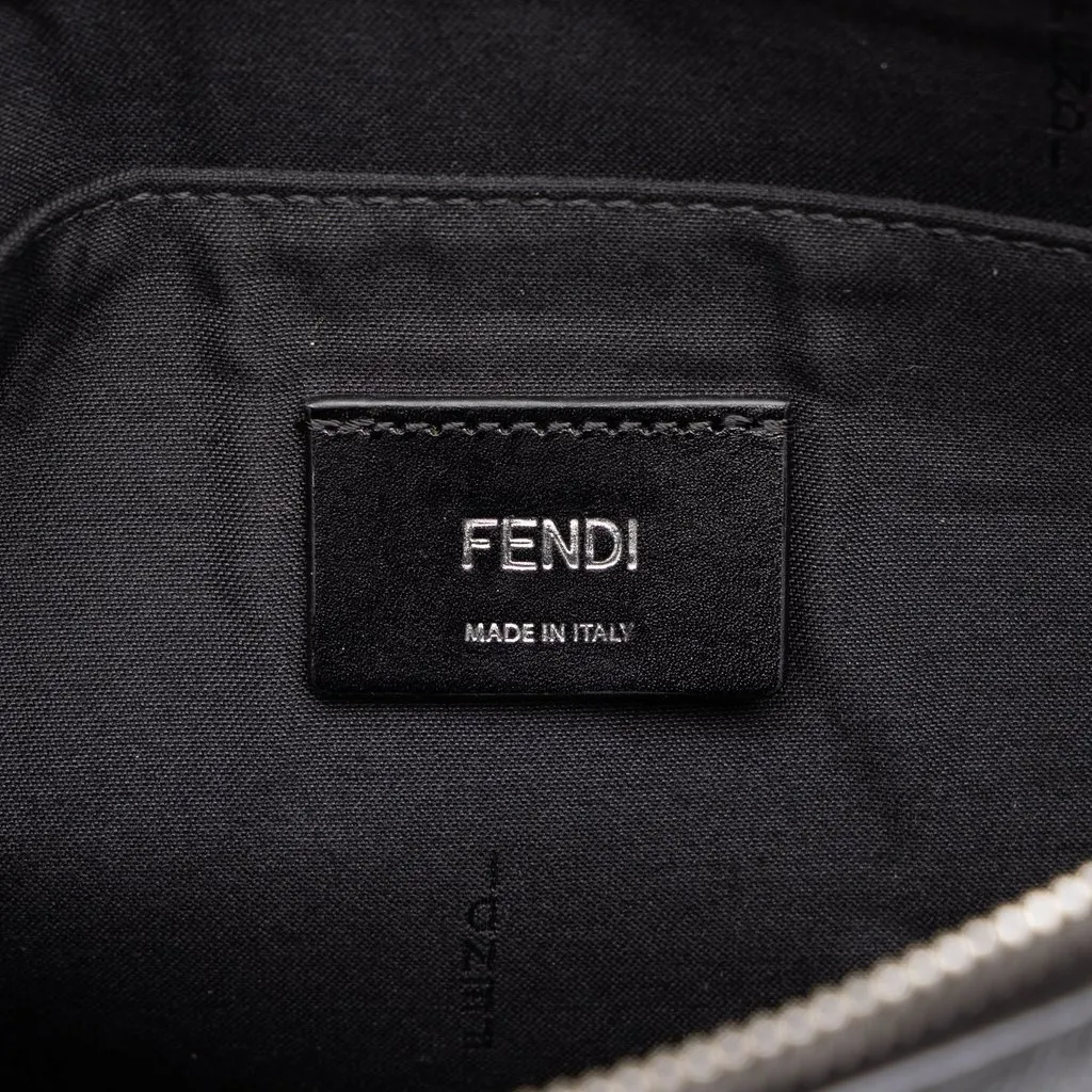 Fendi Zucca Shadow Calfskin Diagonal Front Zip Clutch Black Leather Good - Box View
