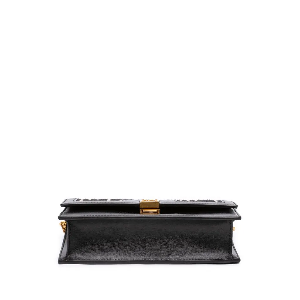 Balmain Mini Leather Trimmed Monogram Jacquard 1945 Heritage Crossbody Black Very good - Inside View