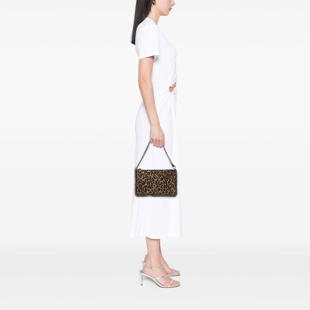 Stella McCartney Falabella Leopard Print Shaggy Deer Shoulder Bag Brown Polyester Good - Box View