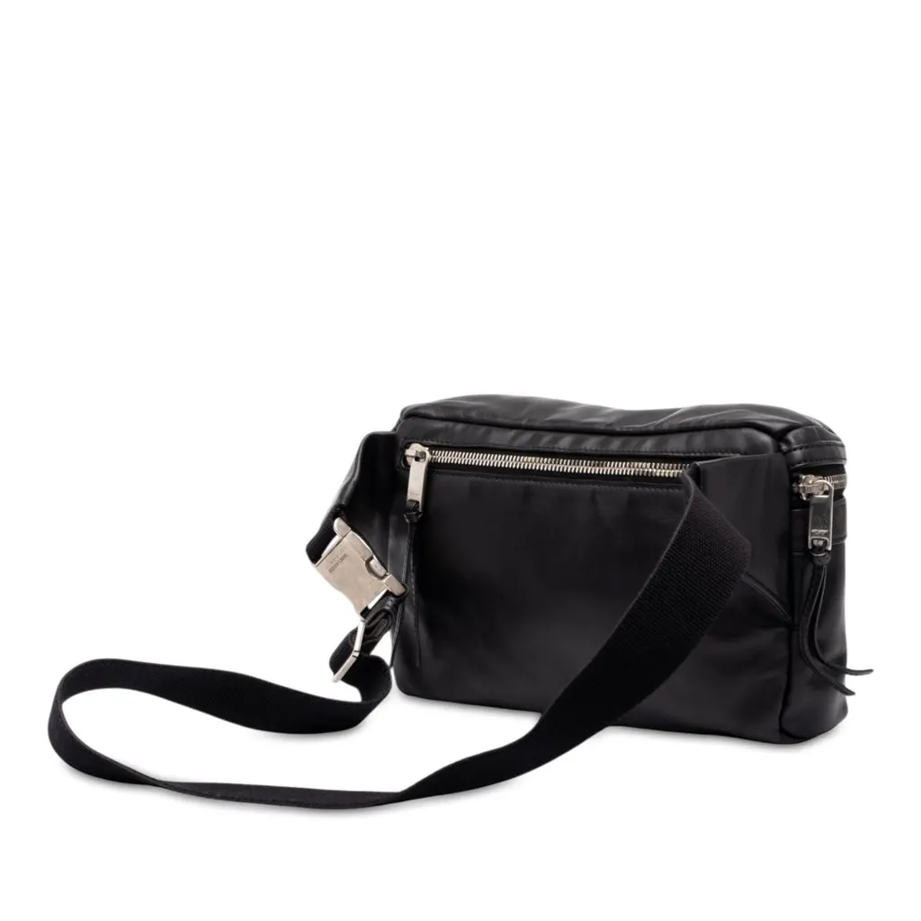 Saint Laurent Leather City Belt Bag Black Leather Good - Back View