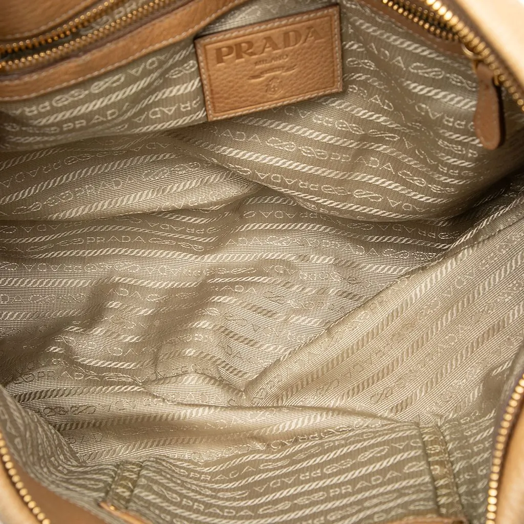 Prada Cervo Antik Shopping Satchel Beige Leather Very good - Model View