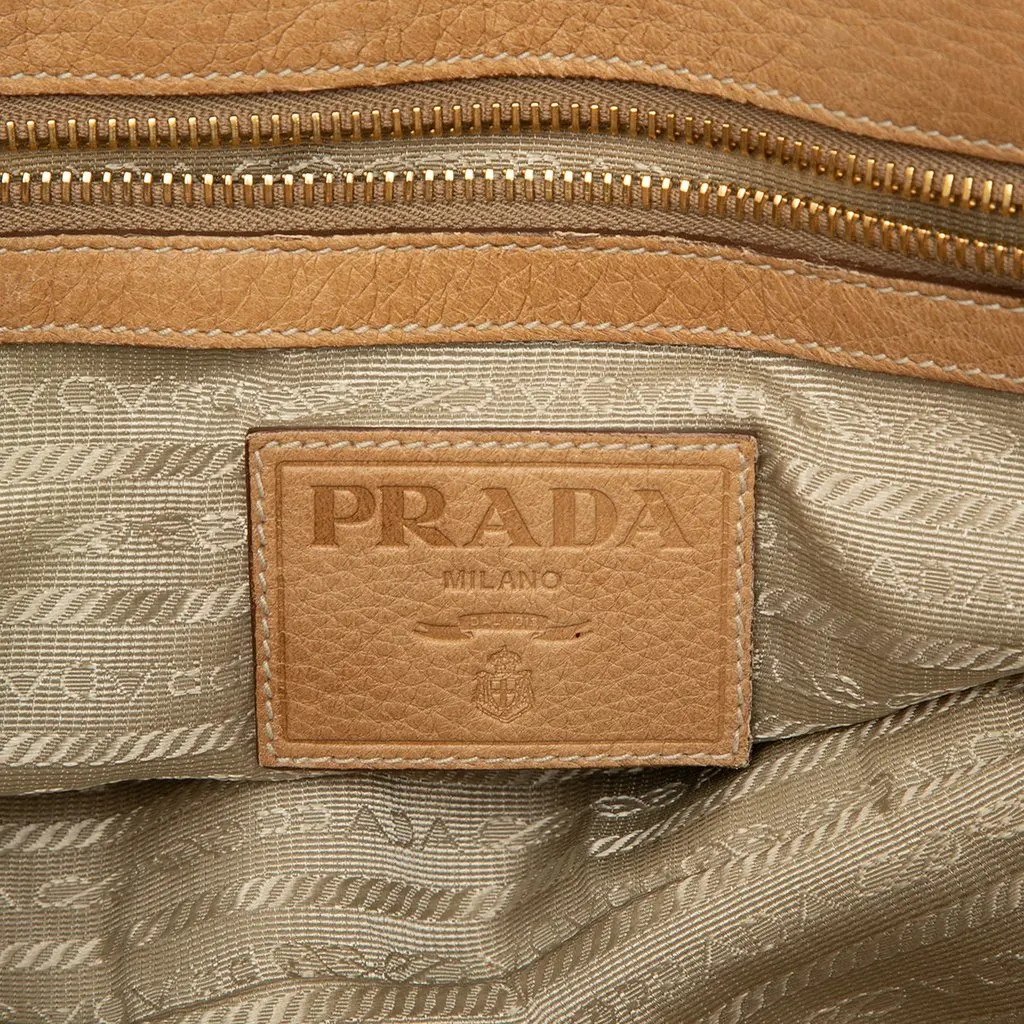 Prada Cervo Antik Shopping Satchel Beige Leather Very good - Box View