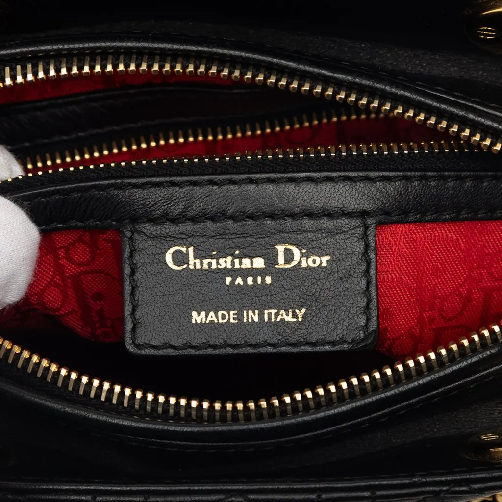 Dior Medium Lambskin Cannage Lady Dior Black Leather Very good - Box View